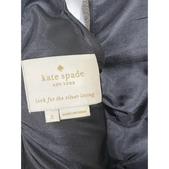 Kate Spade Black Fit And Flare Mini Dress Size 2 Removable Floral Pins - Picture 4 of 5